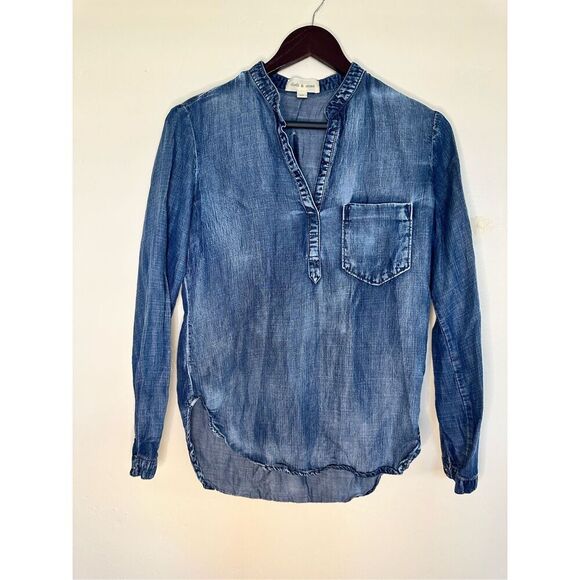 Cloth and Stone Chambray Pop Over Top Size XS - Picture 1 of 4